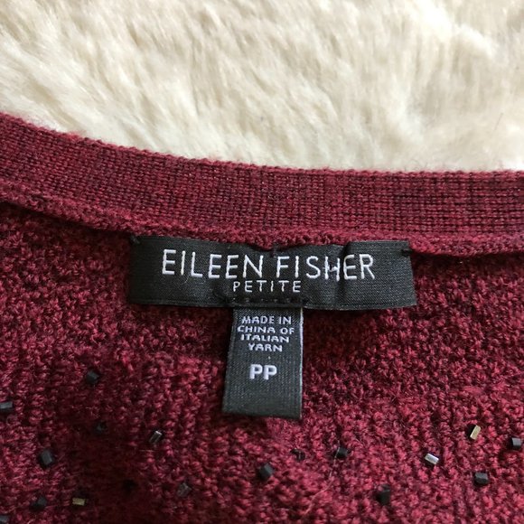 Eileen fisher merino wool gem embellished sweater size petite small - Picture 5 of 9